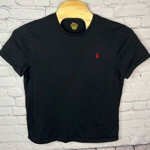 Polo Ralph Lauren Mens Crew NeckT-shirt Black Red Logo Short‎ Sleeve Slim Fit XL